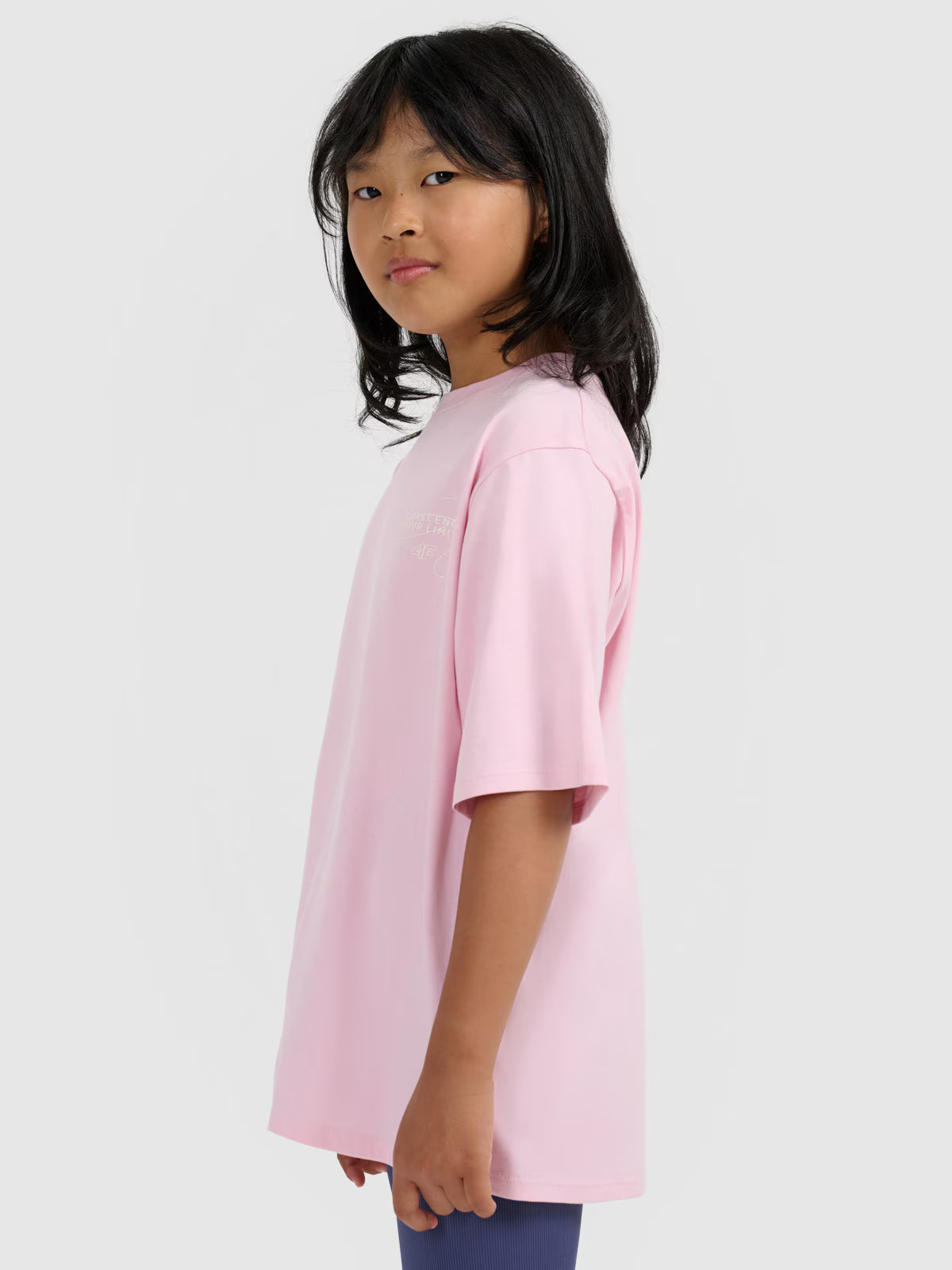 T-shirt oversize z nadrukiem dziewczęcy