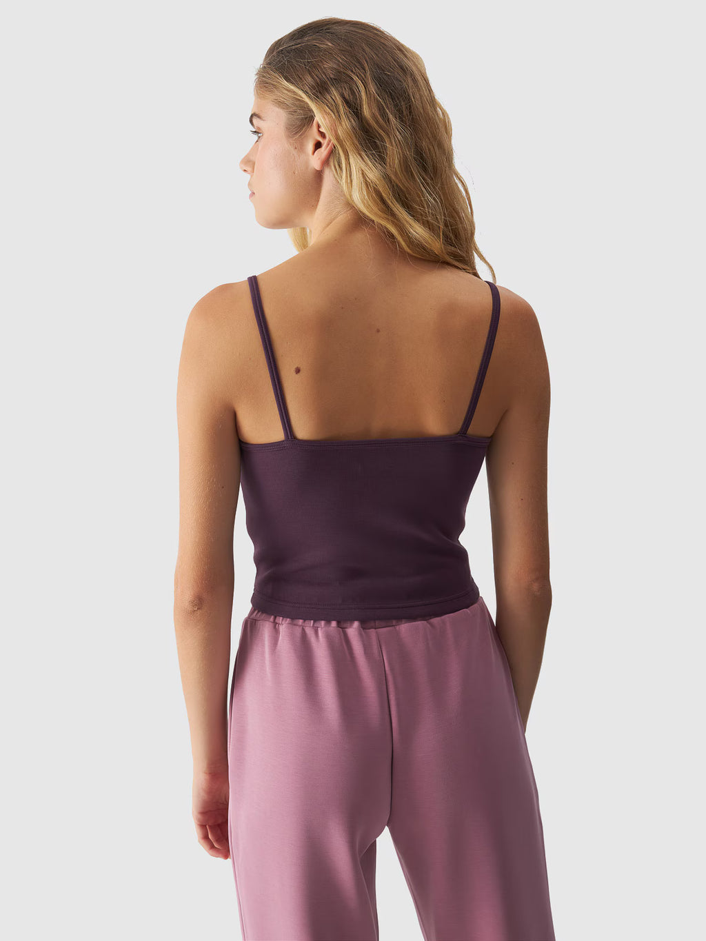 Crop-top slim gładki z modalem damski