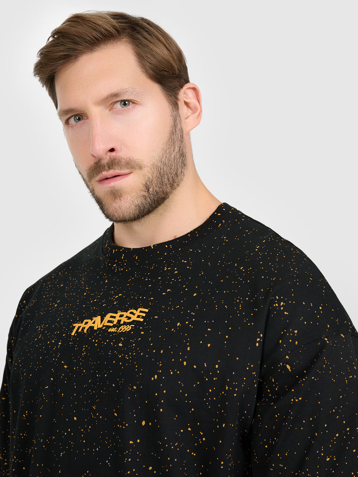 T-shirt oversize z nadrukiem męski