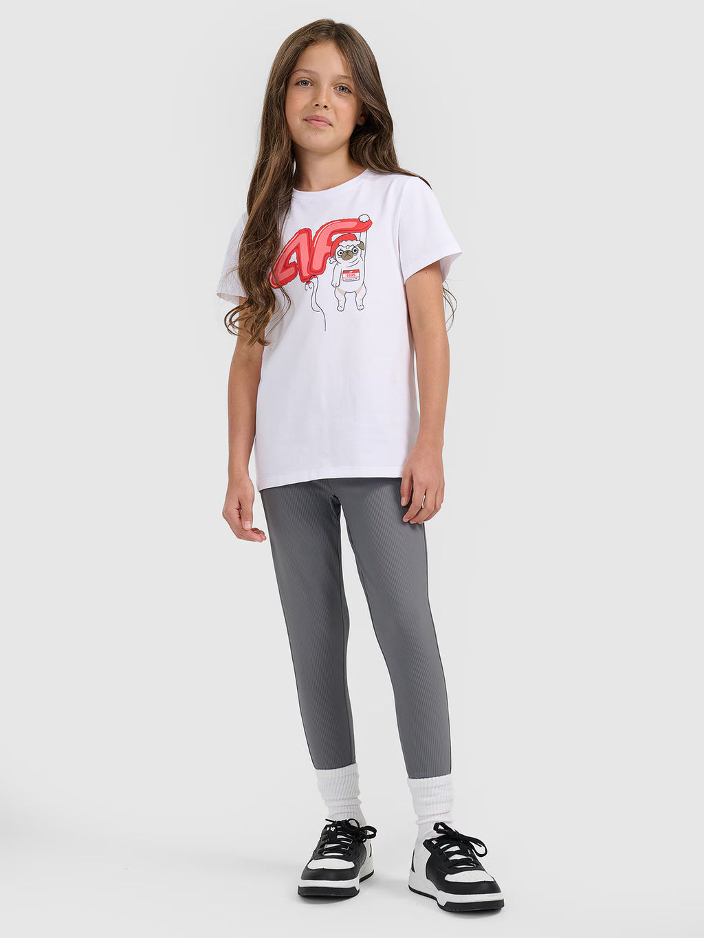 T-shirt regular z nadrukiem świątecznym dziewczęcy