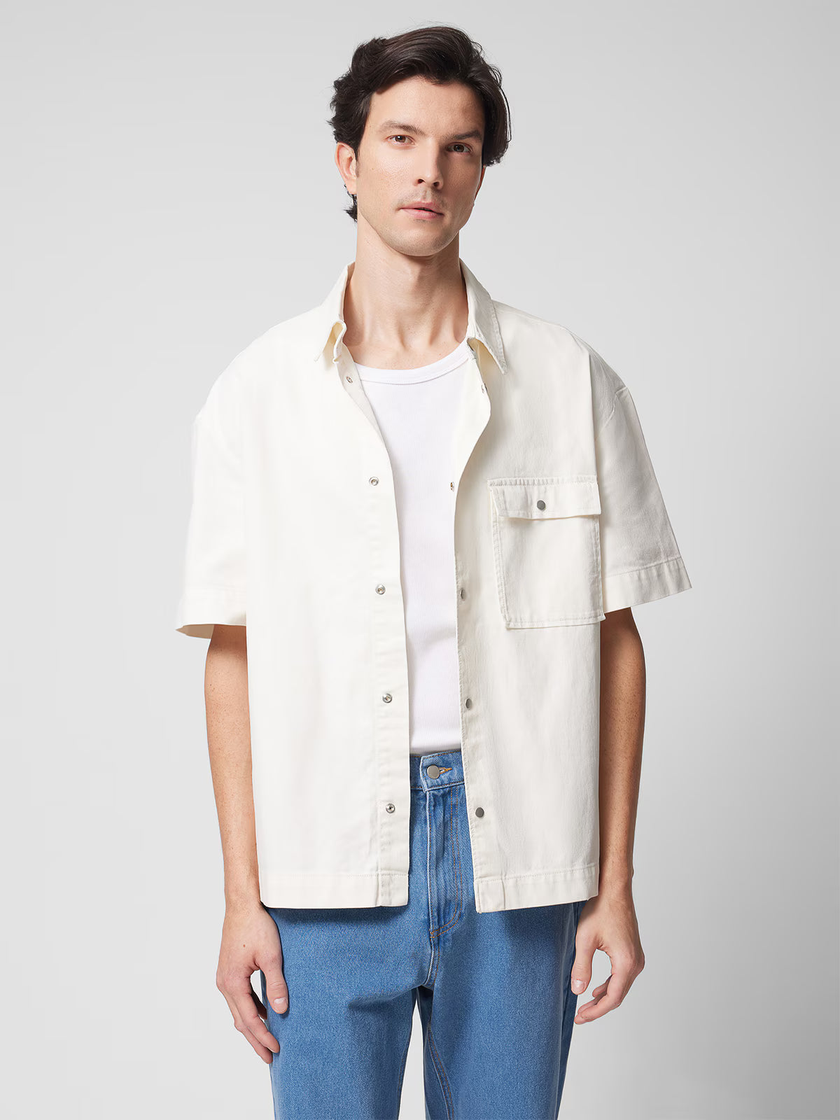 Koszula oversize jeansowa z krótkim rękawem męska Outhorn