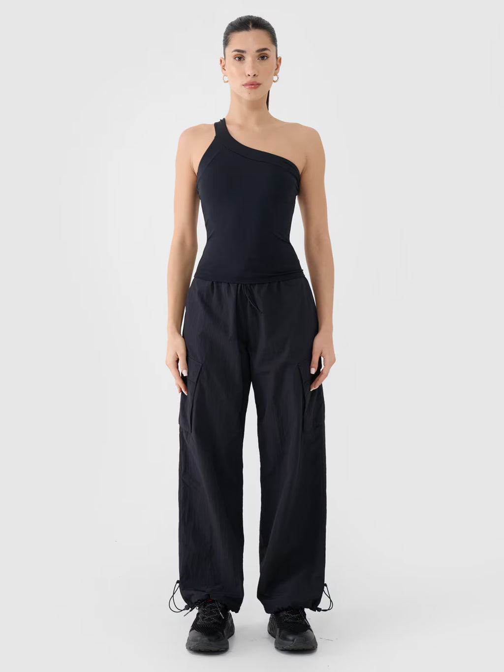 Crop-top slim z asymetrycznym ramiączkiem damski