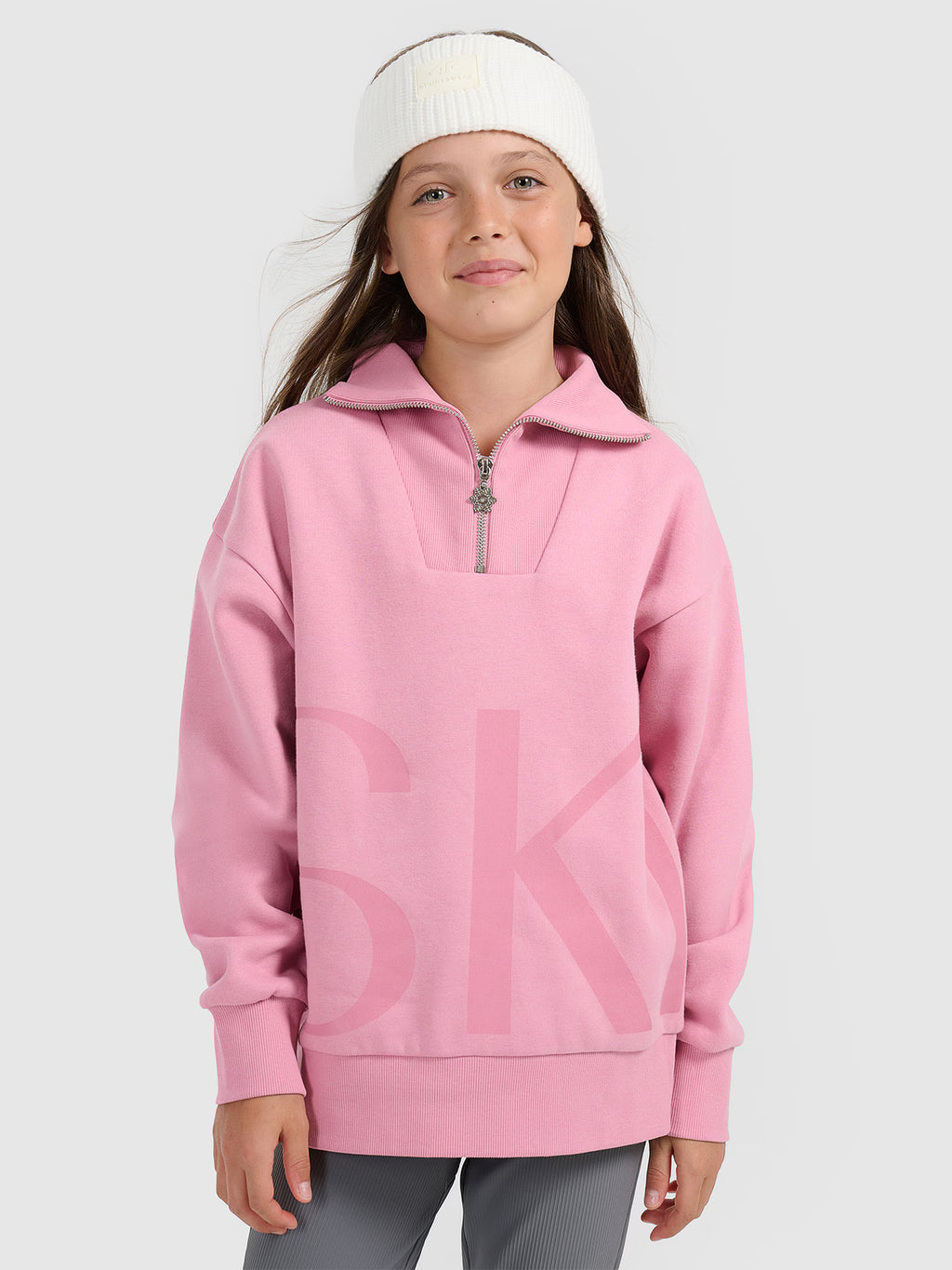 Bluza dresowa loose nierozpinana bez kaptura dziewczęca