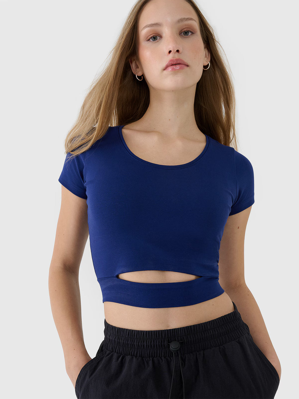 T-shirt crop top gładki damski