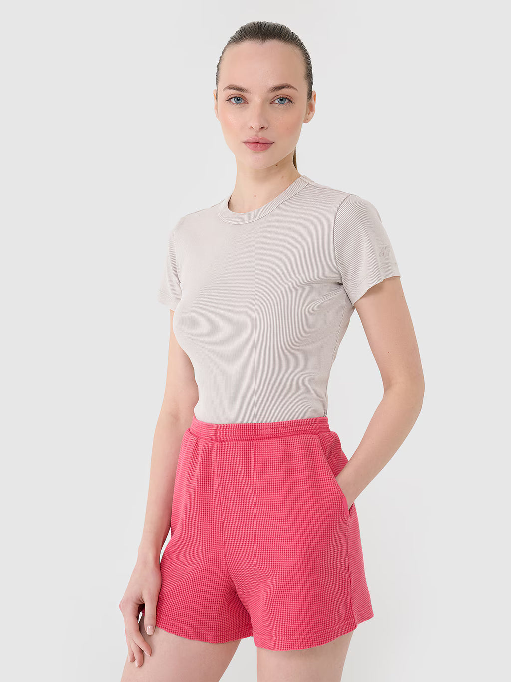 Spodenki casual z dzianiny waflowej damskie
