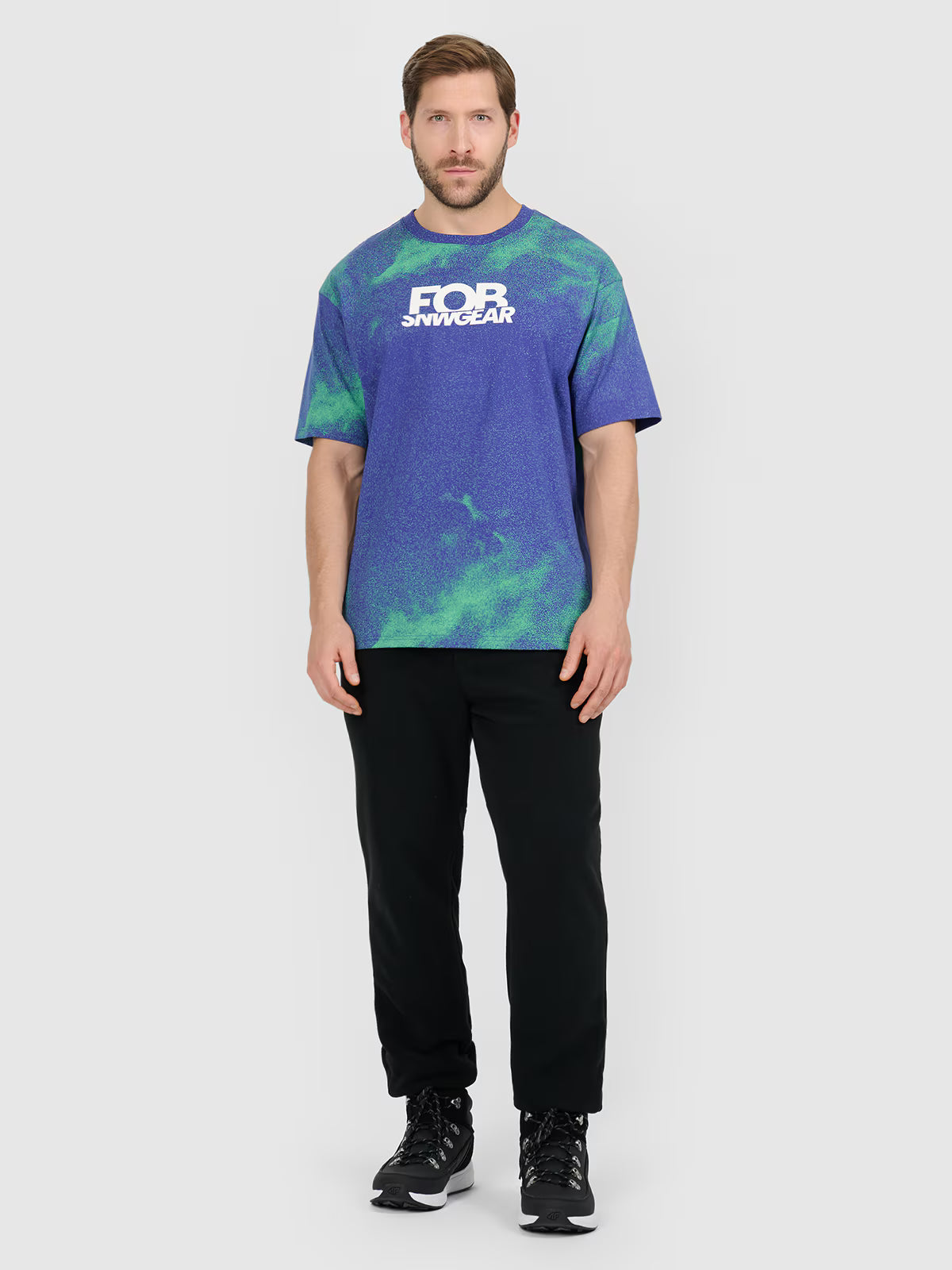 T-shirt loose z nadrukiem męski