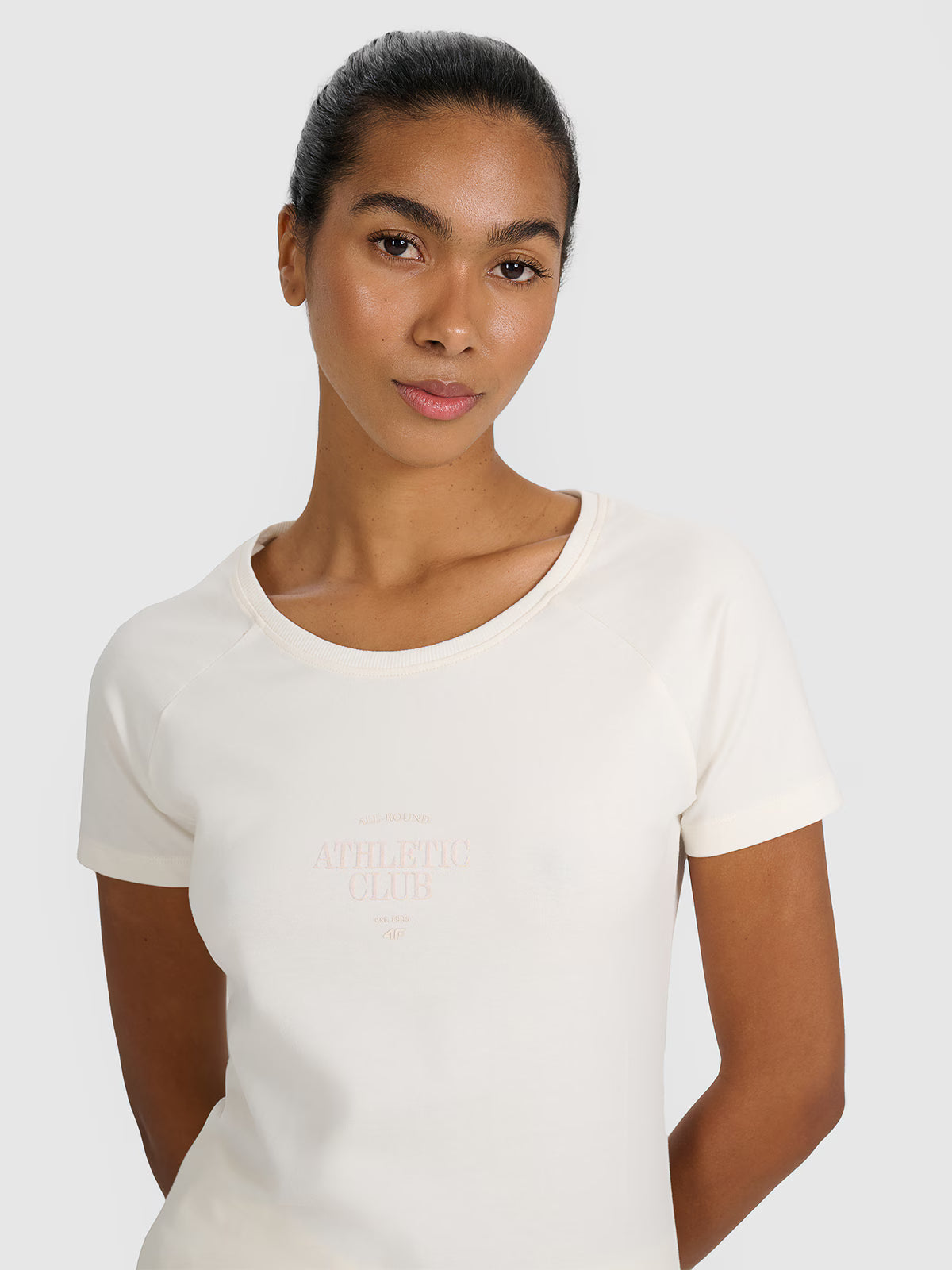 T-shirt slim z nadrukiem damski