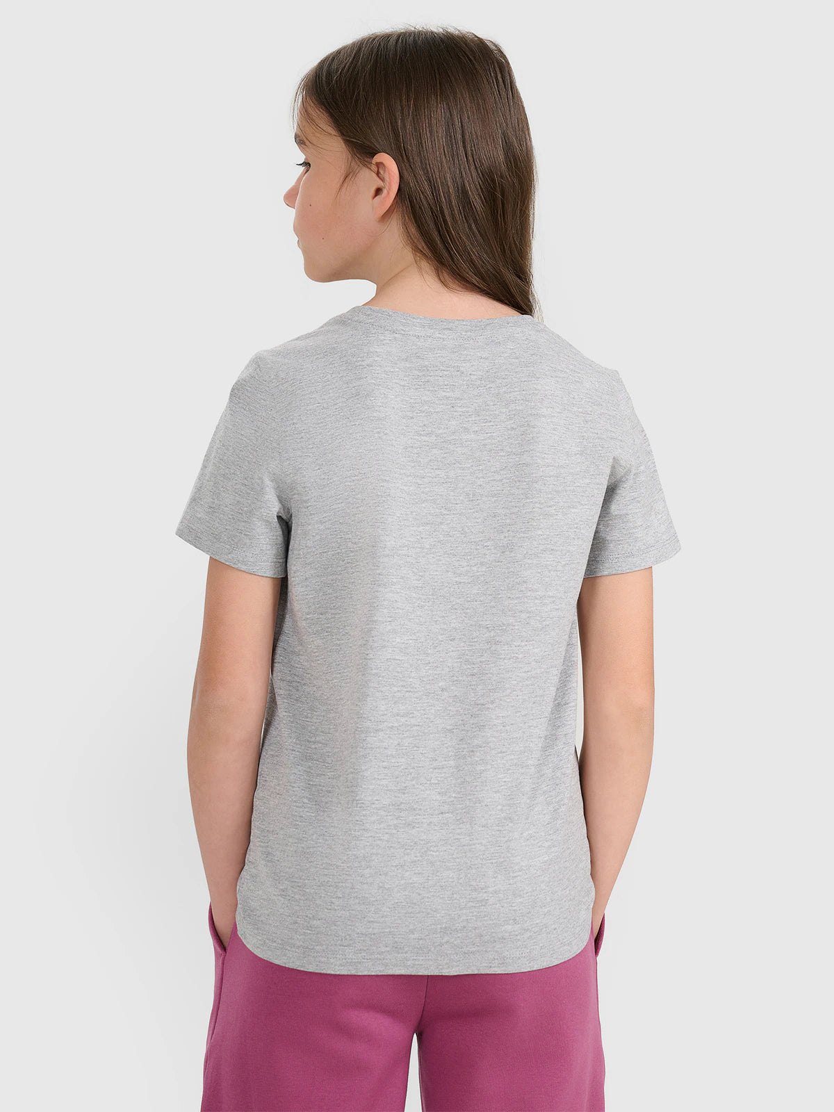 T-shirt regular gładki dziewczęcy