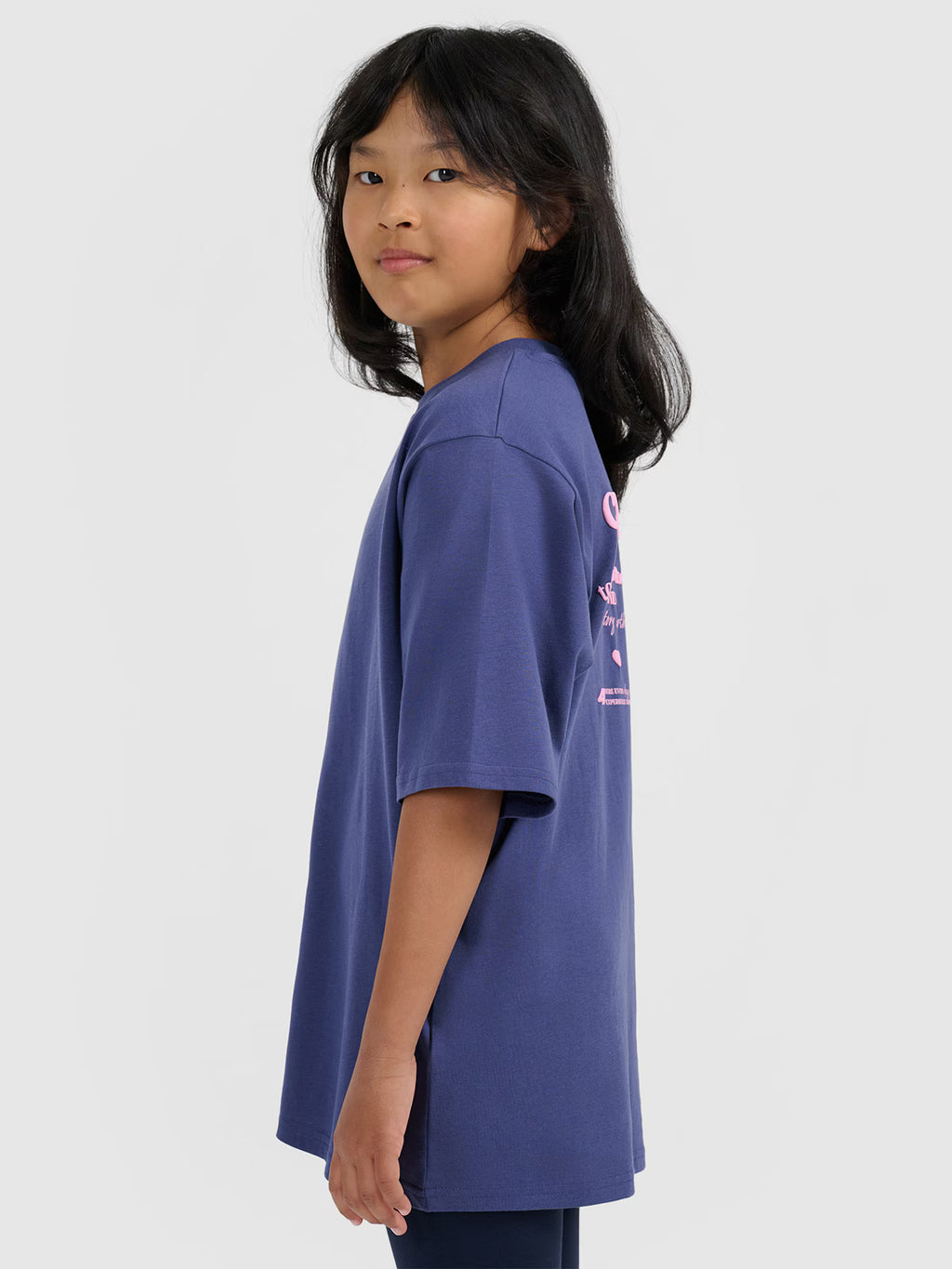 T-shirt oversize z nadrukiem dziewczęcy