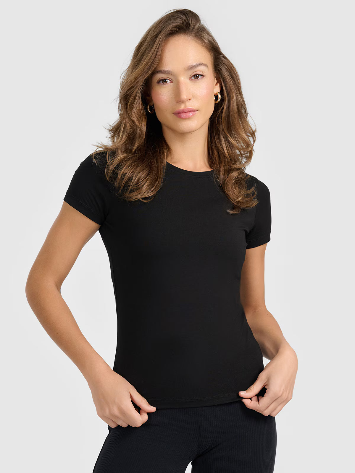 T-shirt slim gładki damski