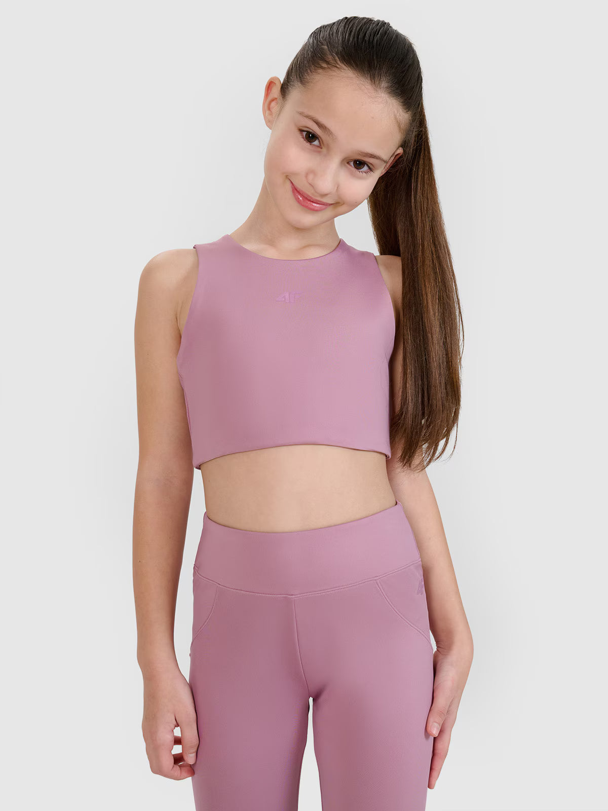 Crop top sportowy szybkoschnący dziewczęcy 4F JUNIOR x Anna Lewandowska