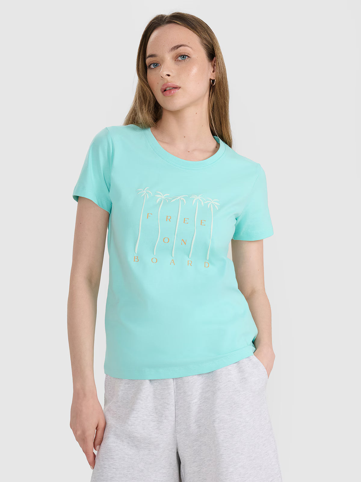 T-shirt regular z nadrukiem damski