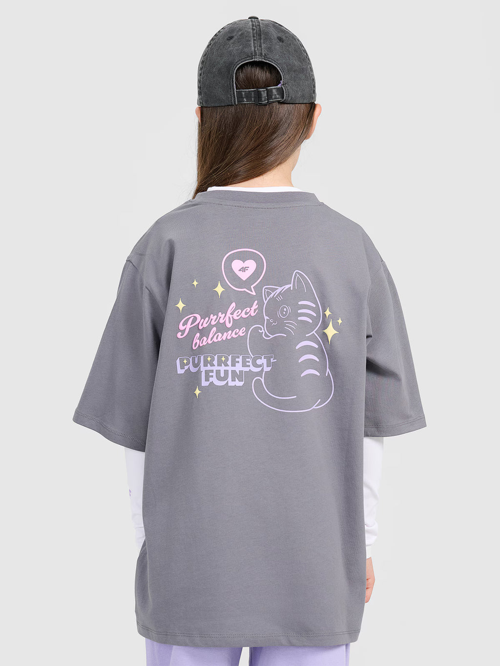 T-shirt oversize z nadrukiem dziewczęcy
