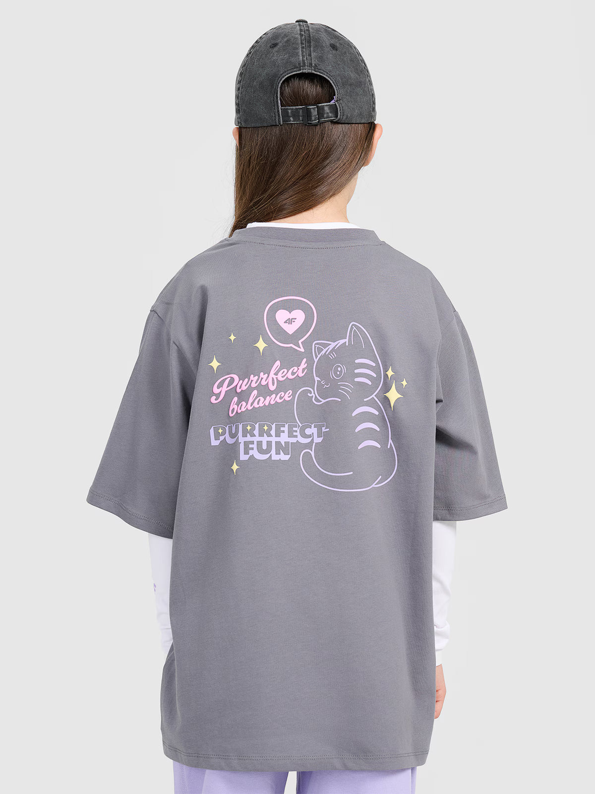 T-shirt oversize z nadrukiem dziewczęcy