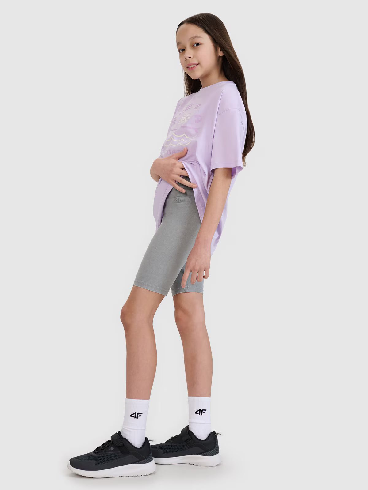Legginsy kolarki z efektem acid wash dziewczęce