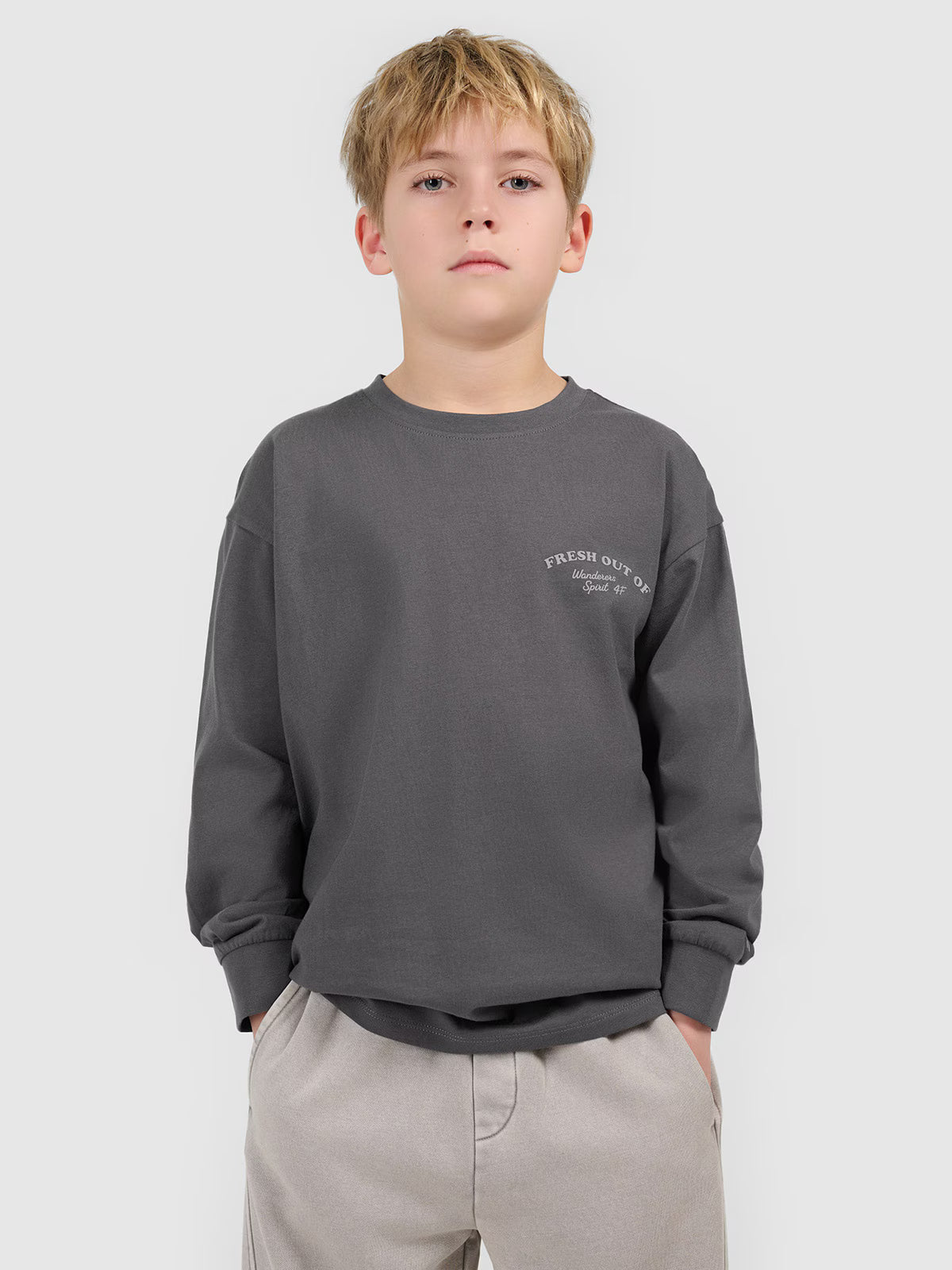 Longsleeve loose z nadrukiem chłopięcy