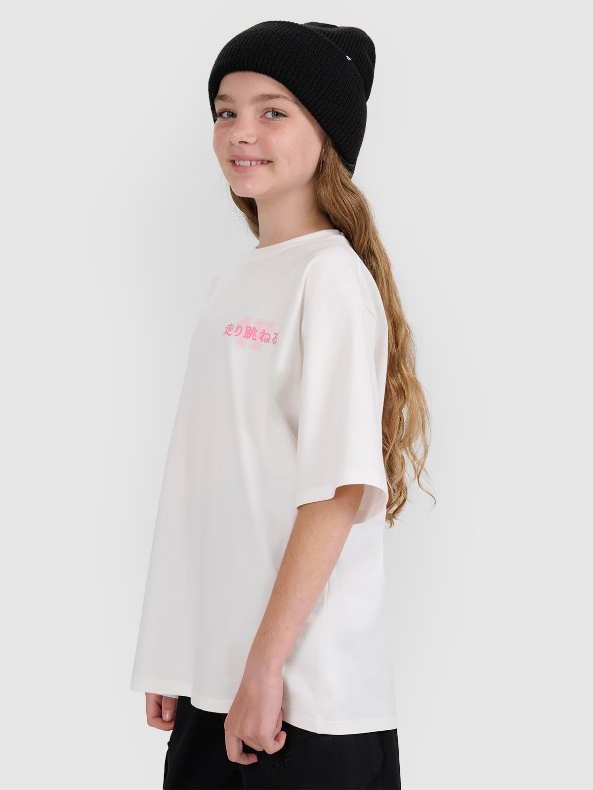 T-shirt oversize z nadrukiem dziewczęcy