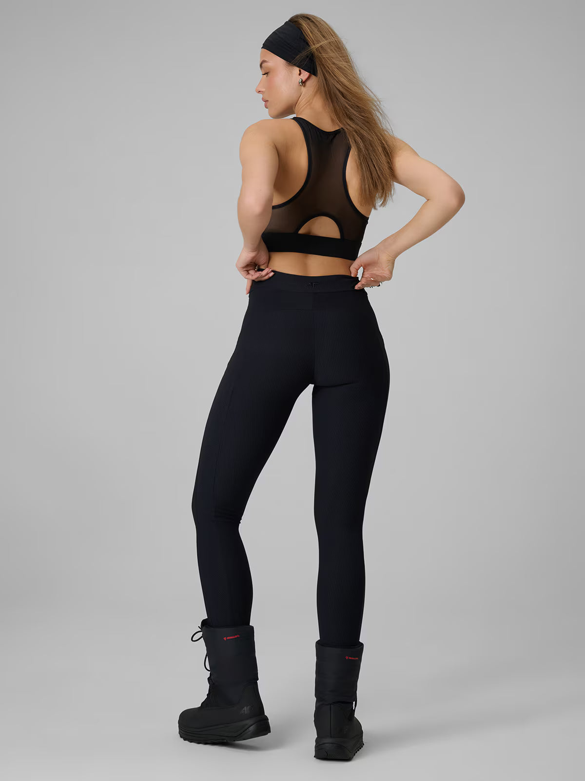 Legginsy dzianinowe prążkowane damskie
