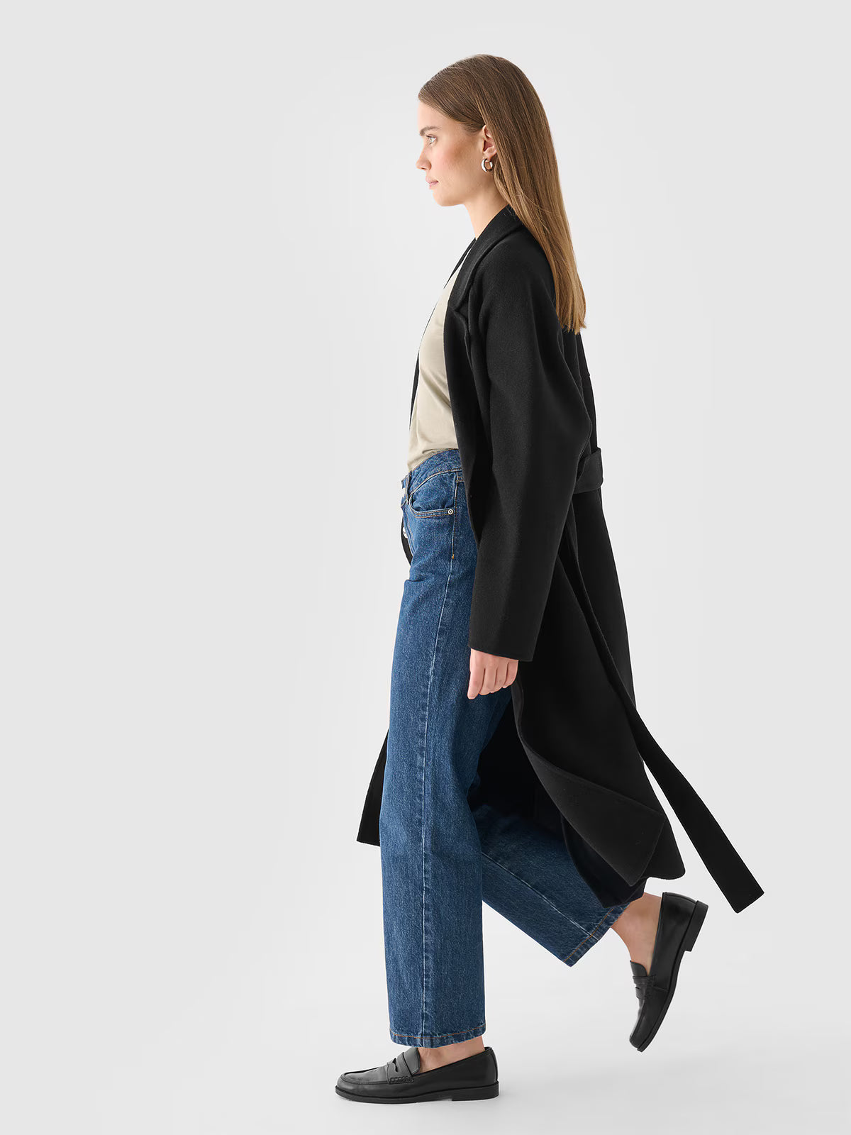 Długi płaszcz z wełną damski Outhorn