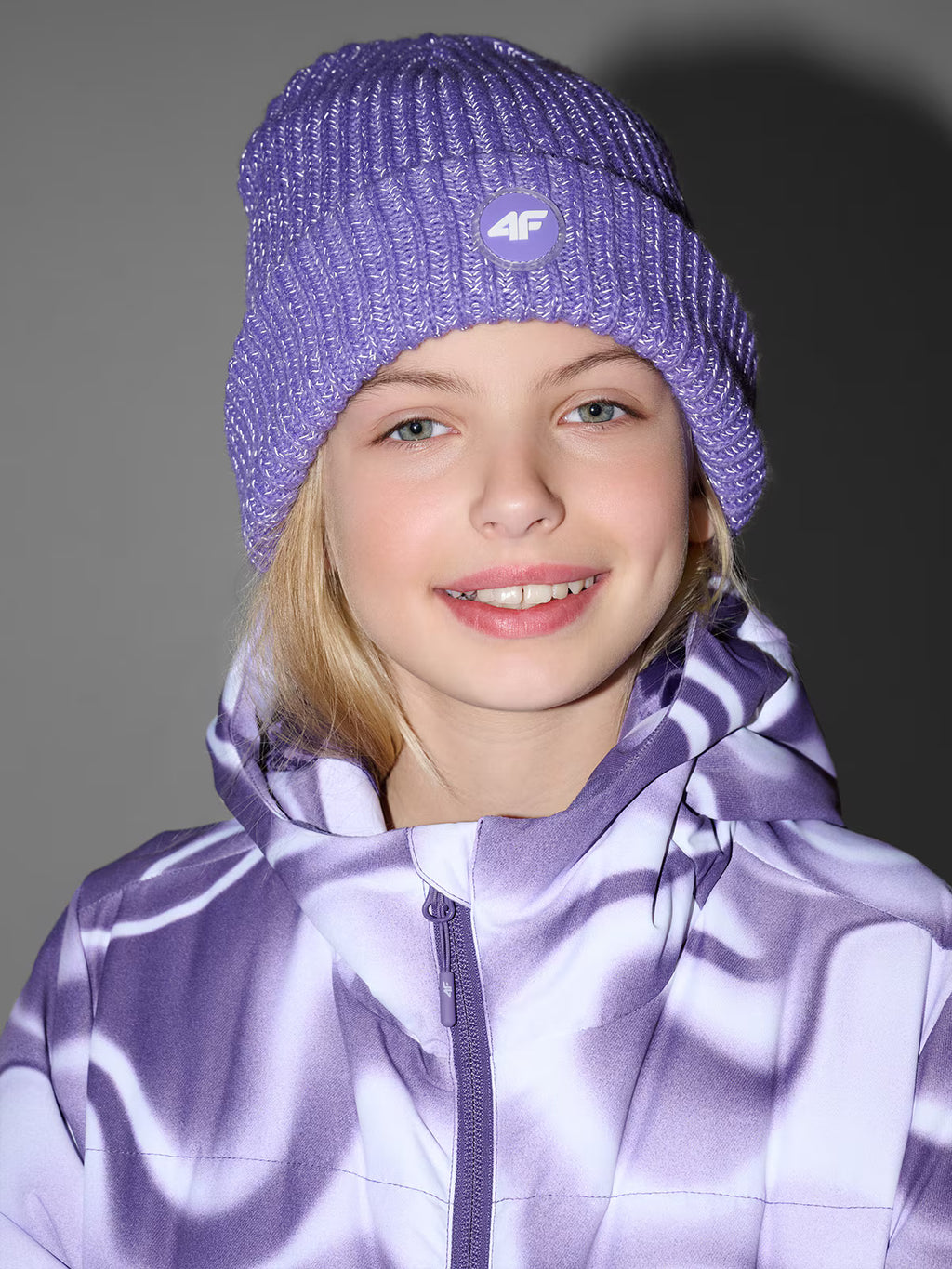 Czapka beanie odblaskowa dziewczęca