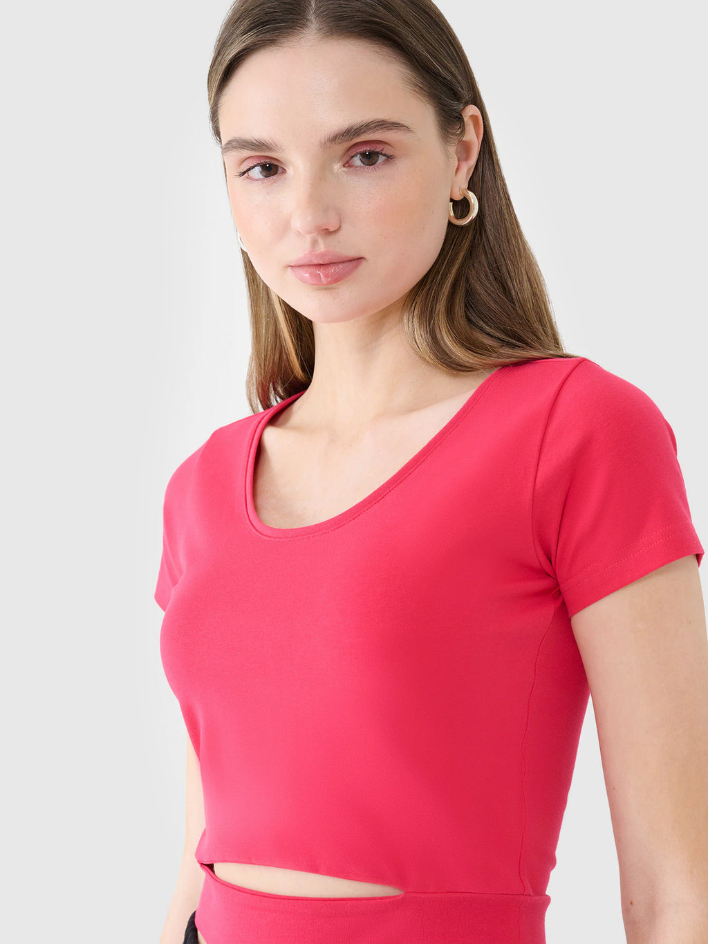 T-shirt crop top gładki damski