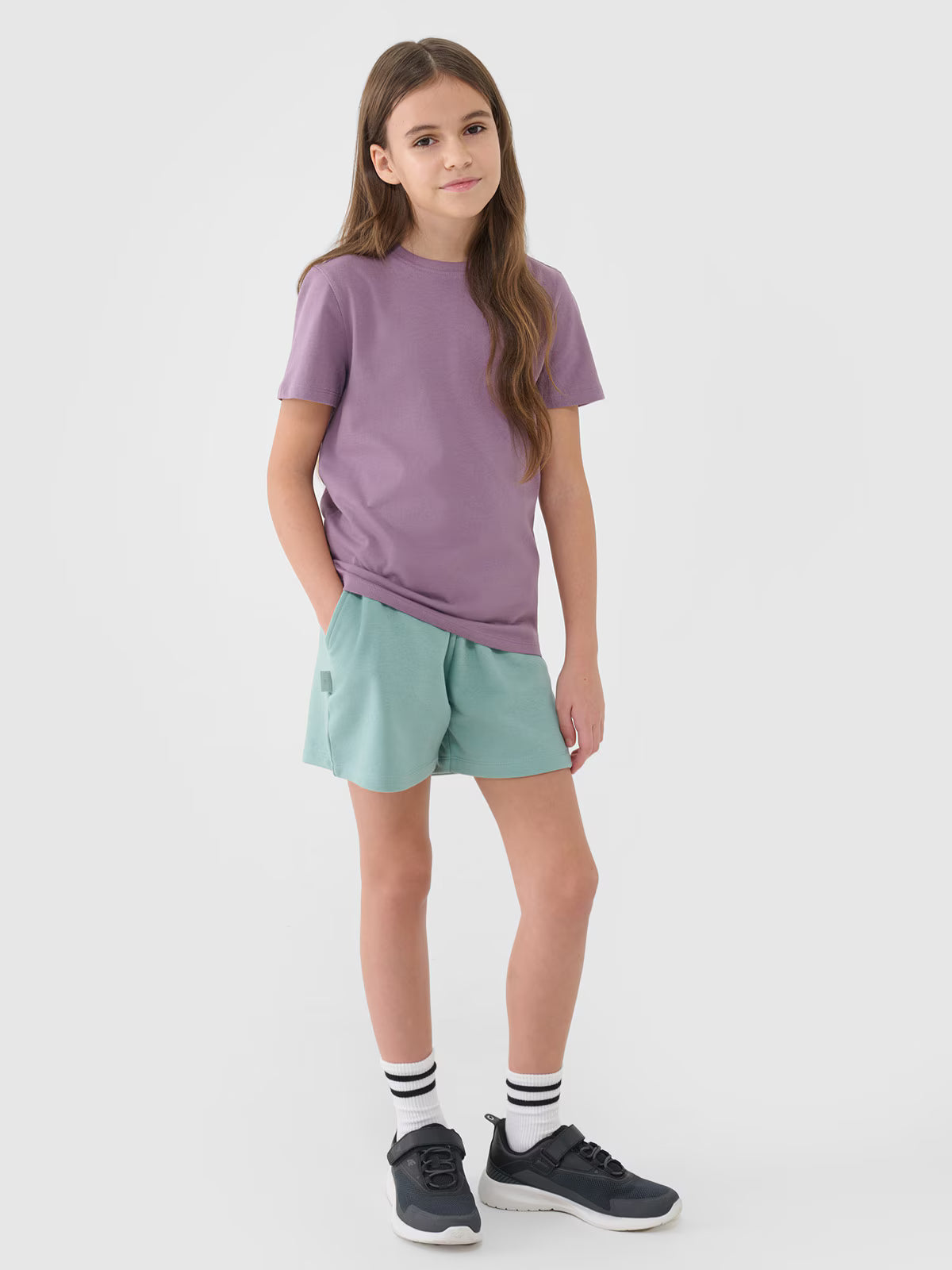 T-shirt regular gładki dziewczęcy