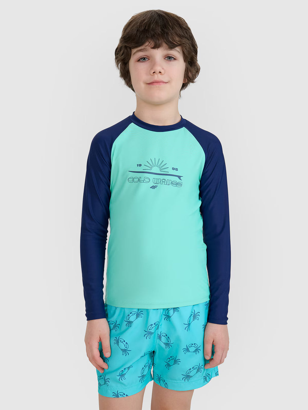 Longsleeve do pływania z nadrukiem chłopięcy