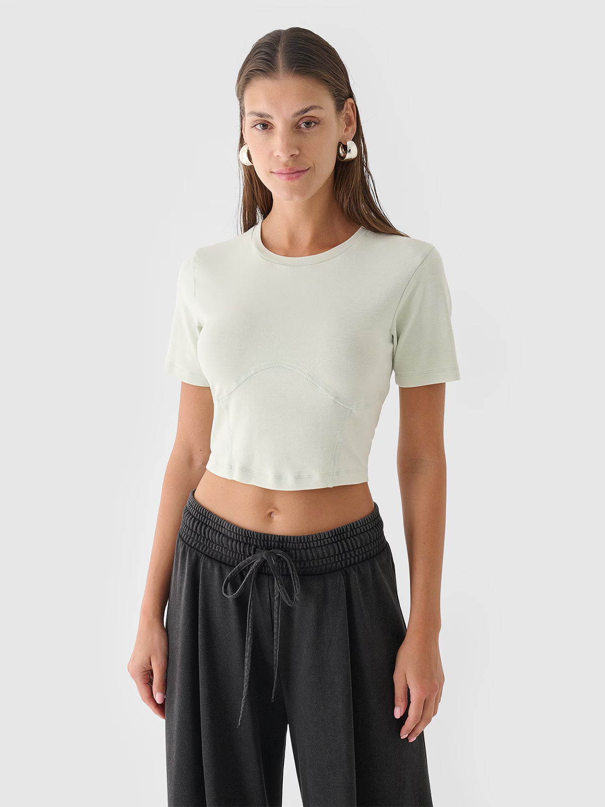 Crop top slim gładki damski
