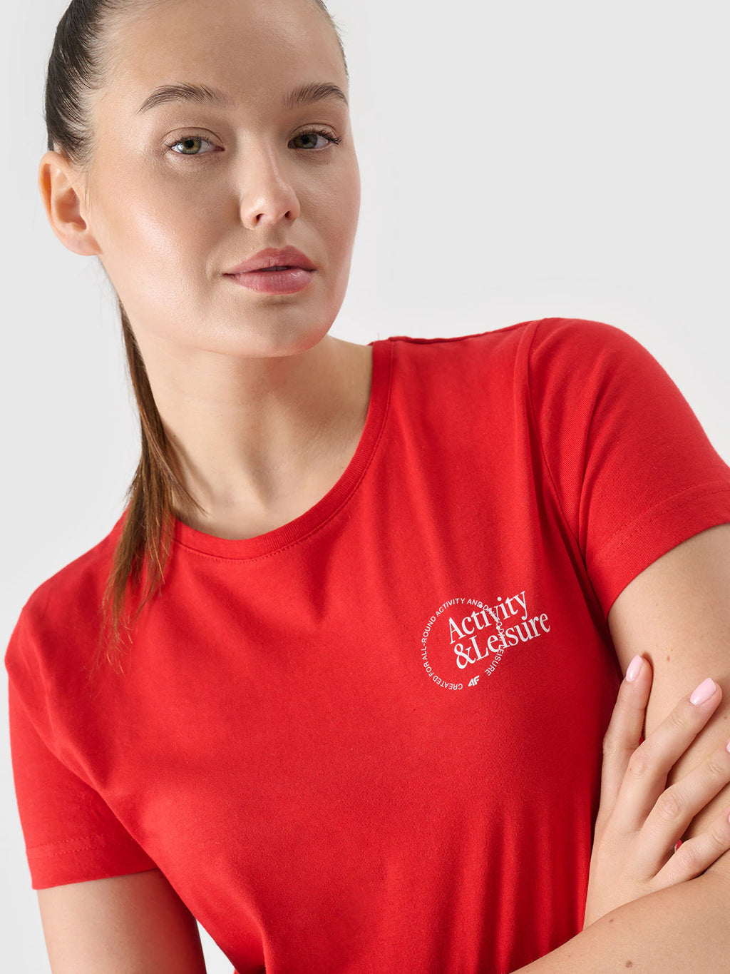 T-shirt slim z nadrukiem damski
