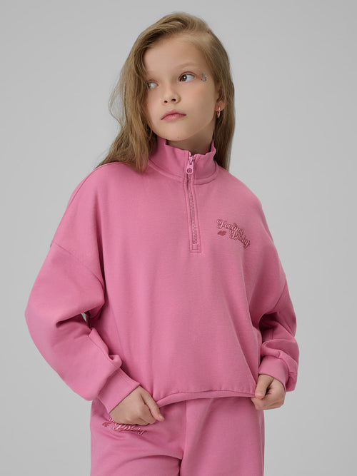 Bluza dresowa regular bez kaptura dziewczęca