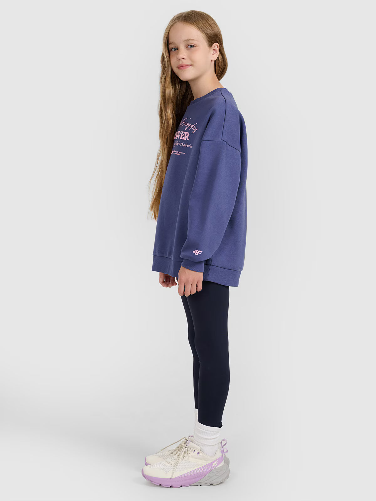 Bluza dresowa oversize nierozpinana bez kaptura dziewczęca