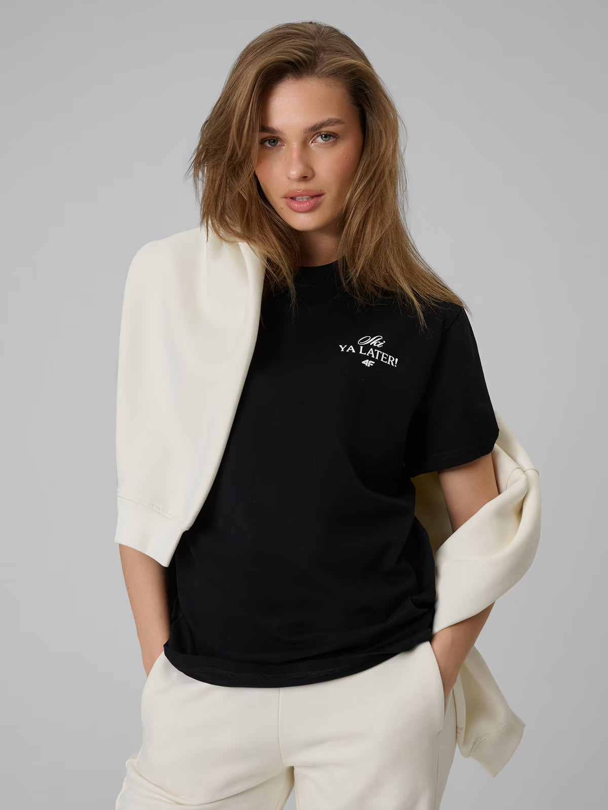 T-shirt loose z nadrukiem damski