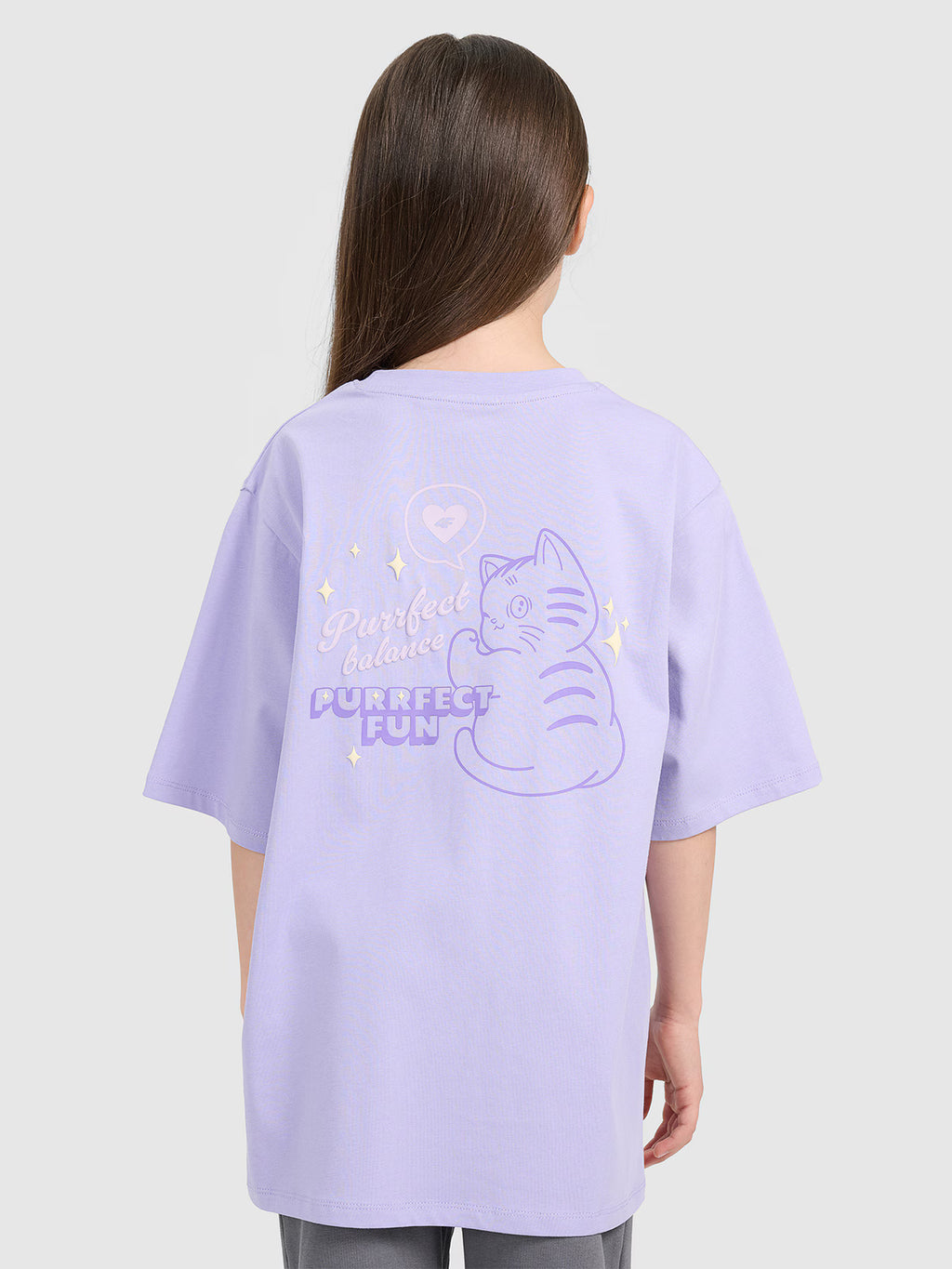 T-shirt oversize z nadrukiem dziewczęcy