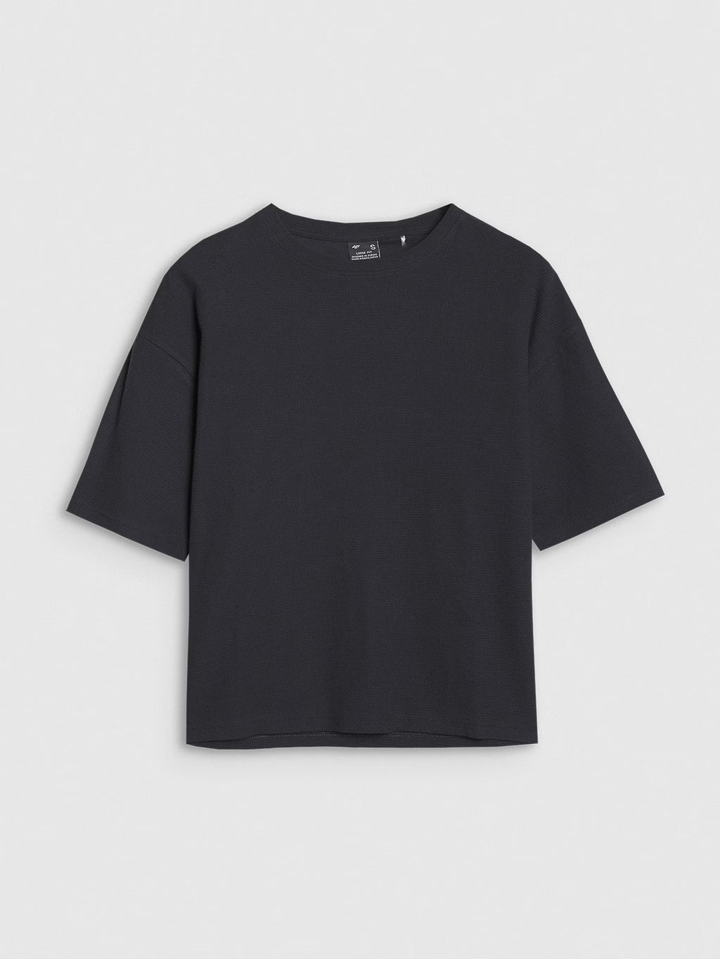T-shirt regular z waflowej dzianiny damski
