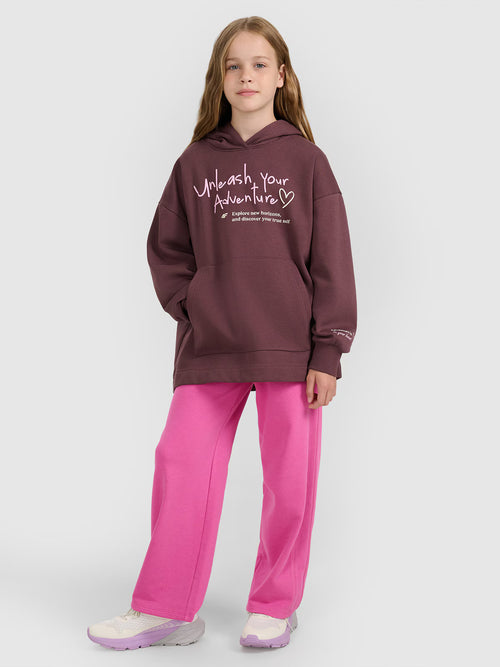 Bluza dresowa oversize nierozpinana z kapturem dziewczęca