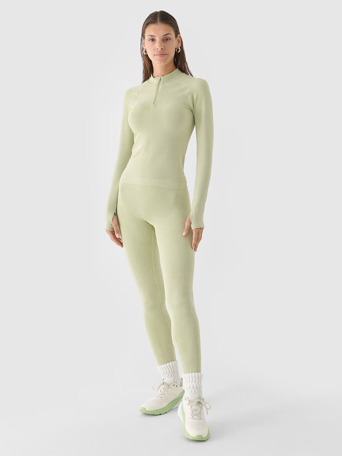 Legginsy bezszwowe w prążki damskie