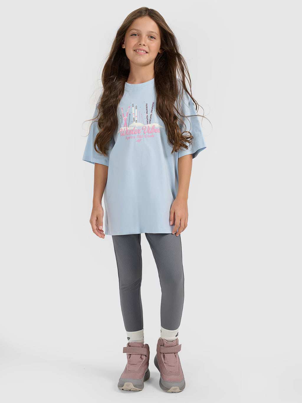 T-shirt loose z nadrukiem dziewczęcy