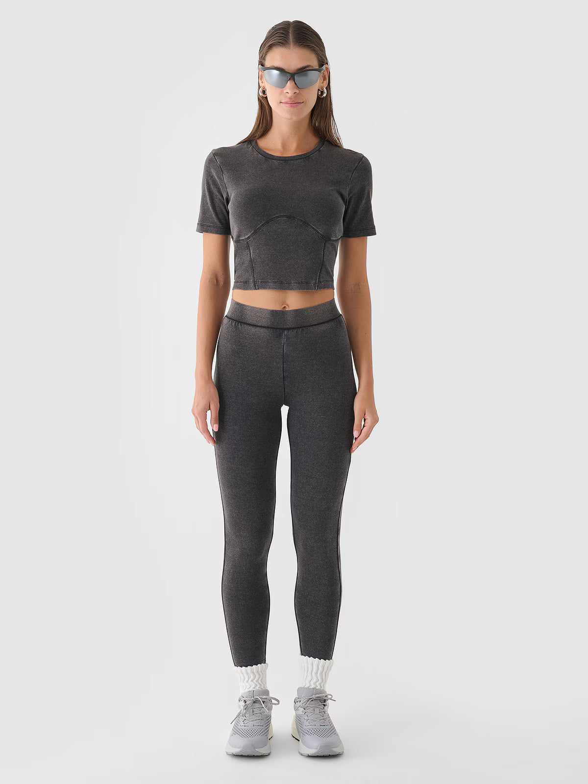 Crop top slim gładki damski