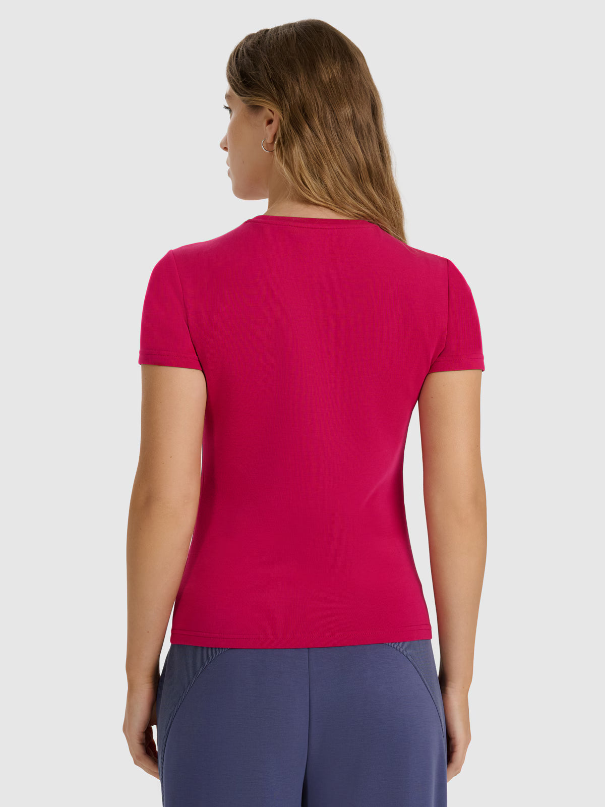 T-shirt z prążkowanej dzianiny z modalem damski