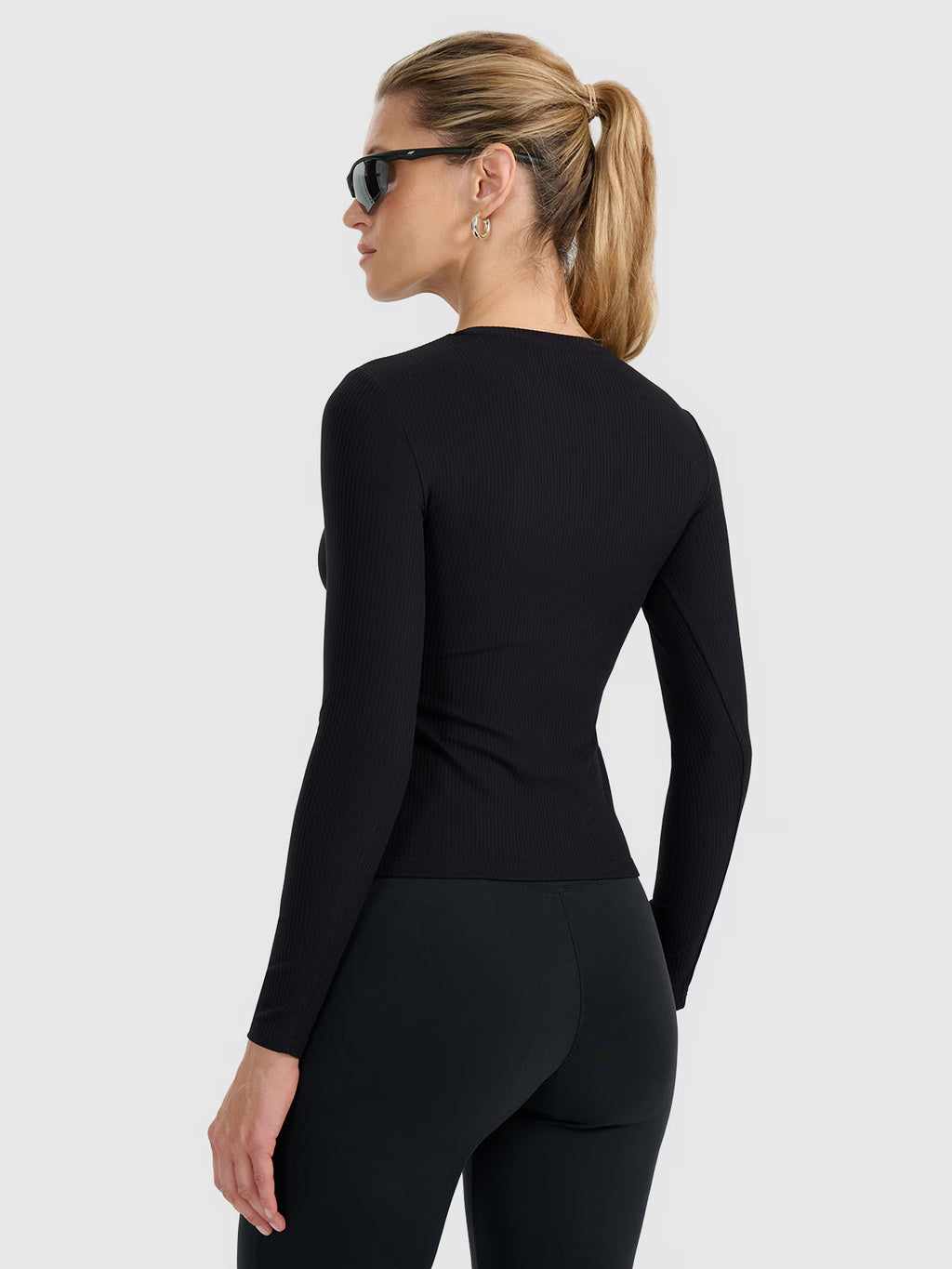 Longsleeve slim z prążkowanej dzianiny damski