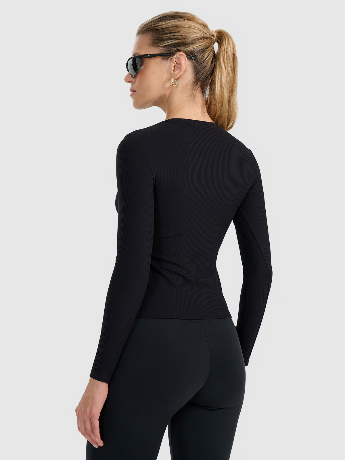 Longsleeve slim z prążkowanej dzianiny damski