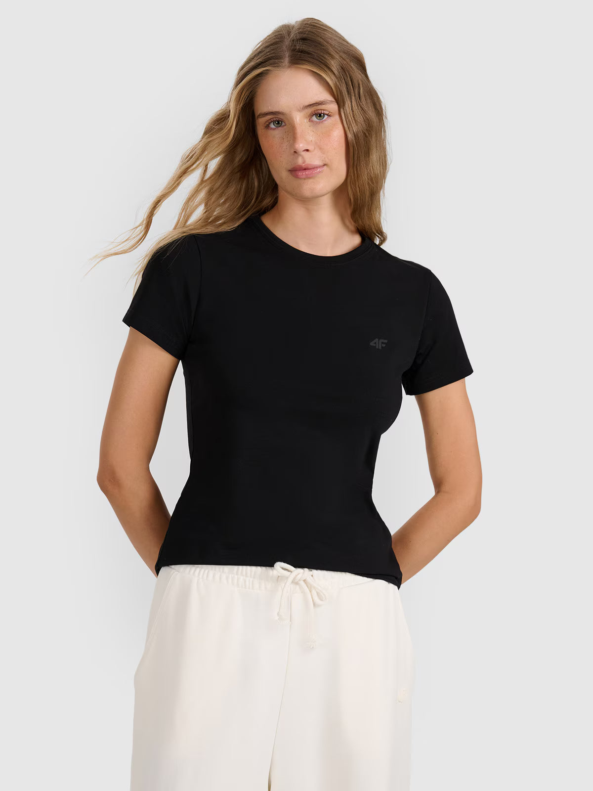T-shirt slim gładki damski