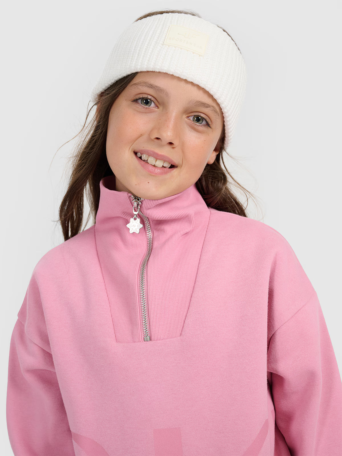 Bluza dresowa loose nierozpinana bez kaptura dziewczęca