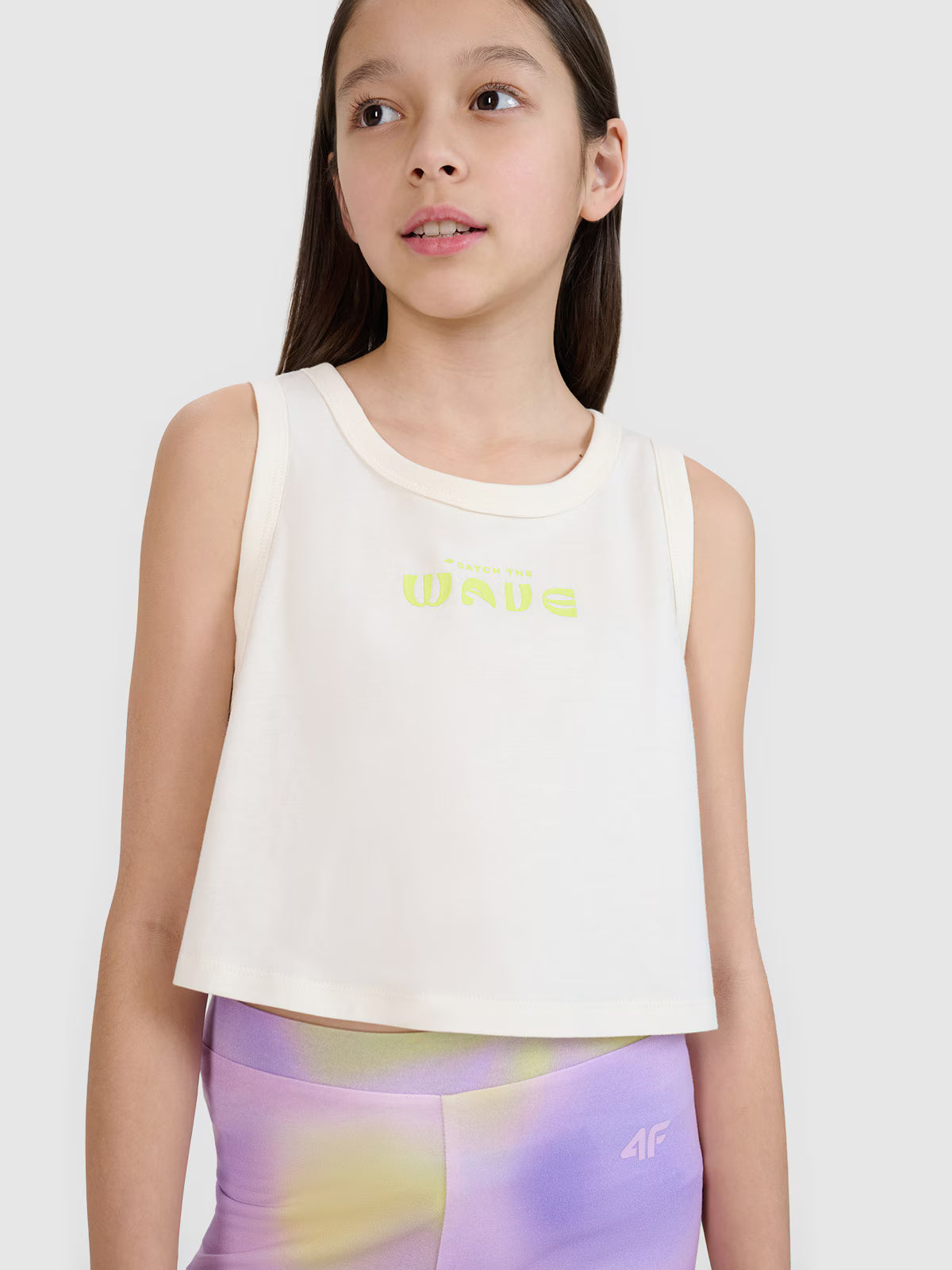 Crop top oversize z nadrukiem dziewczęcy