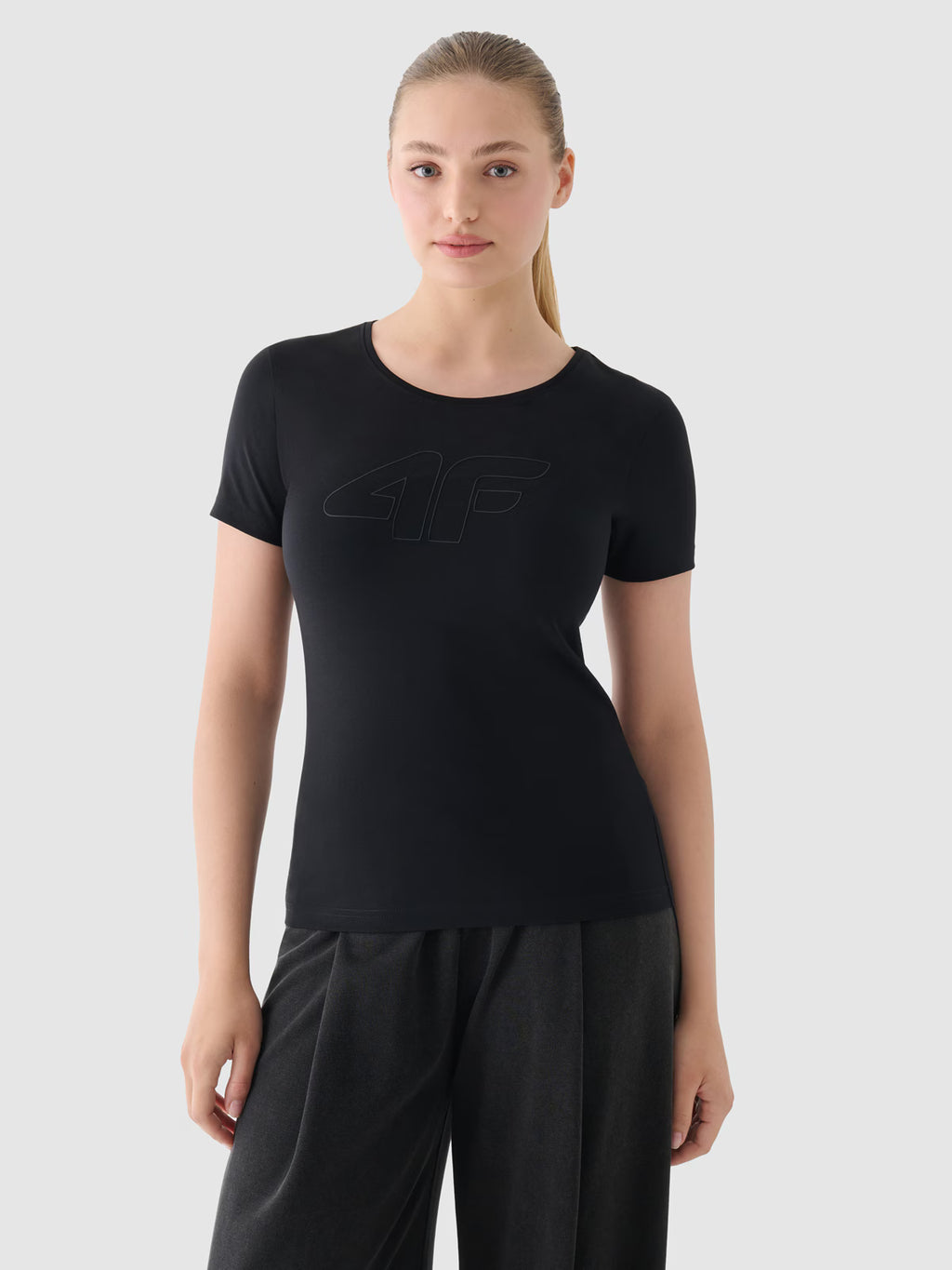 T-shirt slim z nadrukiem damski
