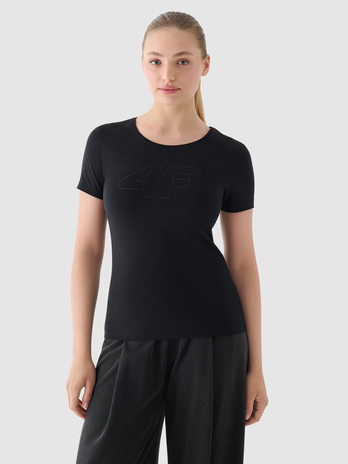 T-shirt slim z nadrukiem damski