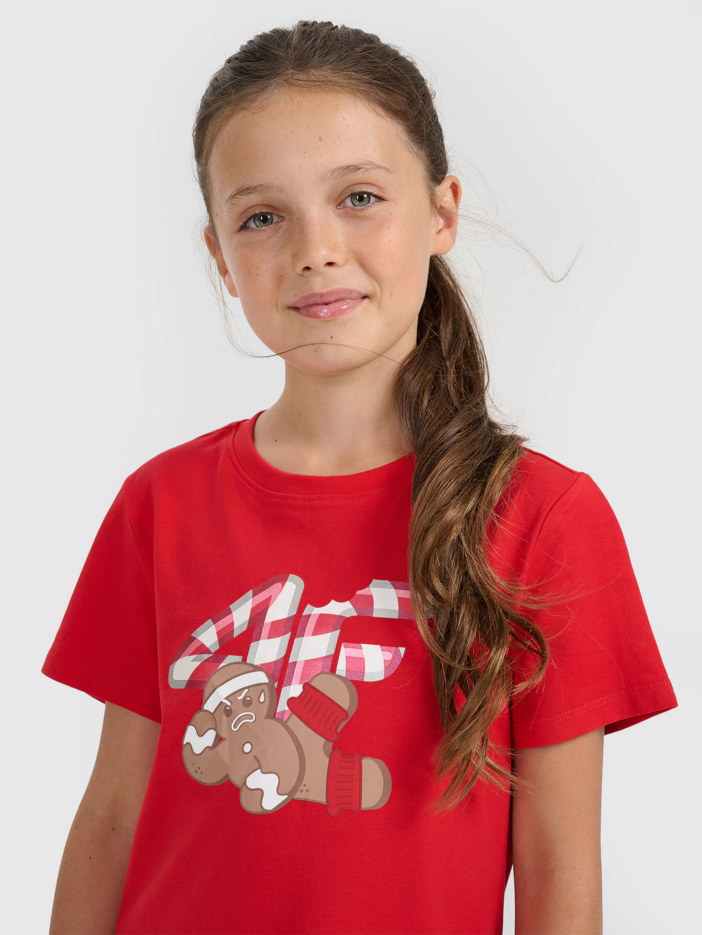 T-shirt regular z nadrukiem świątecznym dziewczęcy