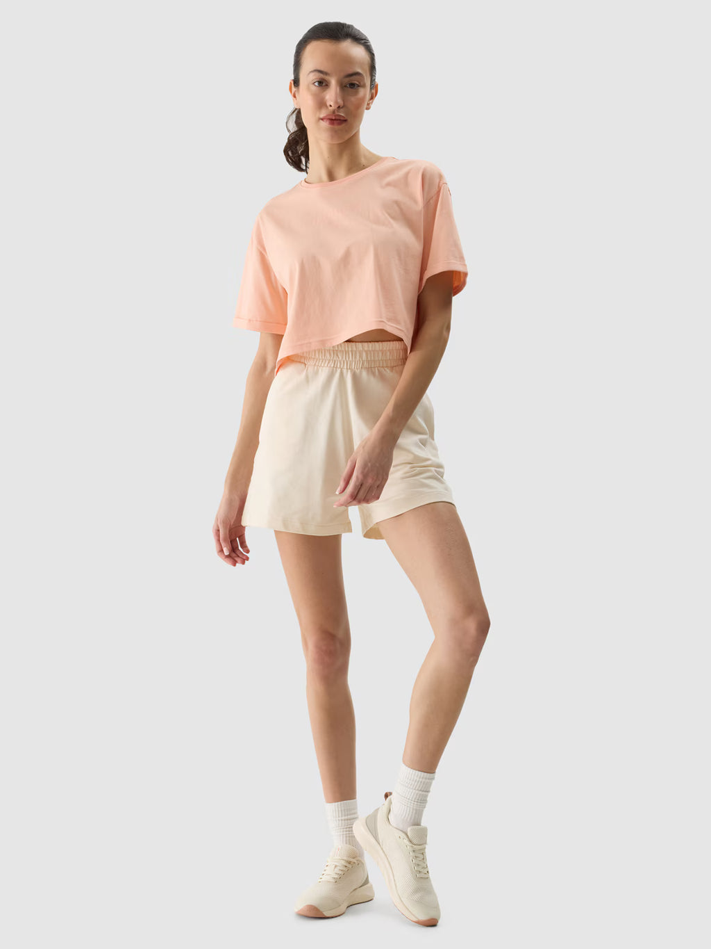 T-shirt crop top z nadrukiem damski