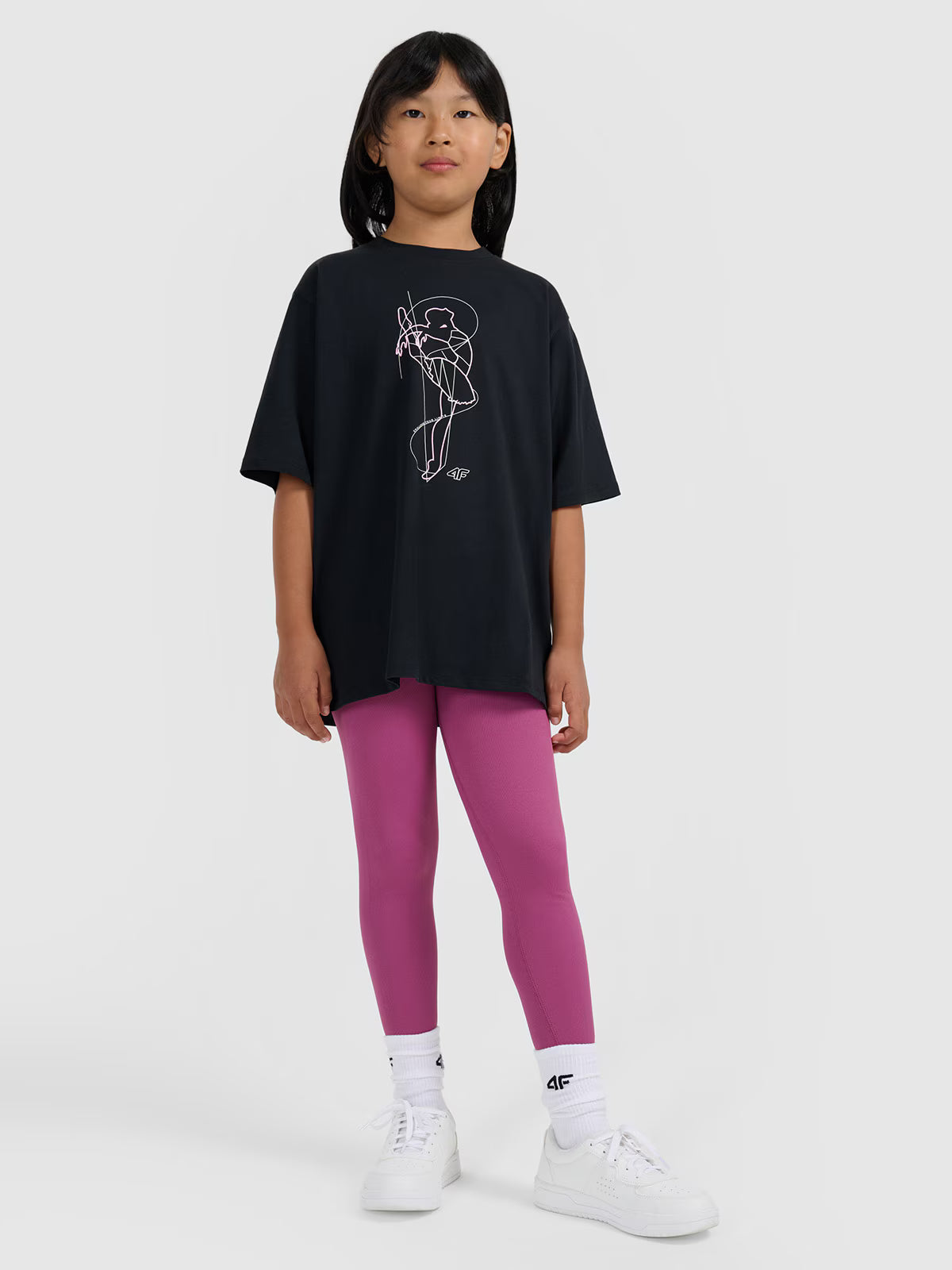 T-shirt oversize z nadrukiem dziewczęcy