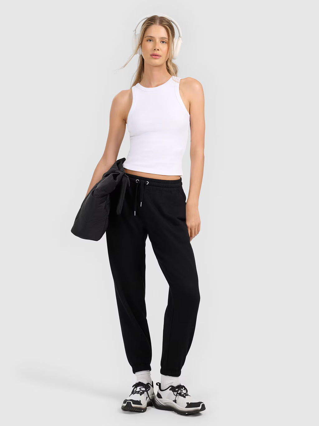 Top slim z prążkowanej dzianiny damski